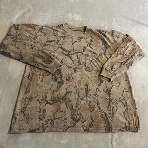 Vintage Natural Gear Camo Long Sleeve Pocket T-Shirt Mens XL Brown Hunting Tee